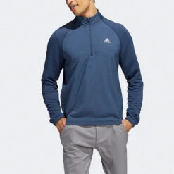 Adidas Statement 1/4 Zip Golf Sweater -Golf Apparel Store Adidas AW22 Fleece Quarter Zip Pullover HT1322 SWADI313 Crew Navy Model 6
