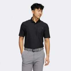 Adidas Go-To Golf Polo Shirt -Golf Apparel Store Adidas AW22 Go To Primegreen Polo Shirt HA6114 SHADI683 Black Model 1