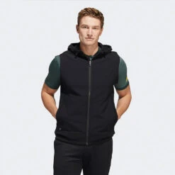 Adidas Statement Full Zip Hooded Golf Vest -Golf Apparel Store Adidas AW22 Hoodie Vest HF6566 SWADI314 L Black Model 1