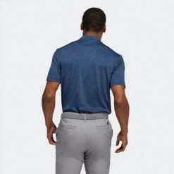Adidas Texture Stripe Golf Polo Shirt -Golf Apparel Store Adidas AW22 Texture Stripe Polo Shirt HM8261 SHADI686 Collegiate Navy Crew Navy Model 3