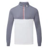 FootJoy Colour Blocked Chill-Out 1/2 Zip Golf Pullover 2 FootJoy Colour Blocked Chill-Out 1/2 Zip Golf Pullover -Golf Apparel Store FootJoy SS22 Colour Blocked Chill Out 1 2 Zip Golf Sweater Graphite White 88401 Front