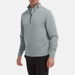 FootJoy Diamond Jacquard Chill-Out 1/4 Zip Golf Pullover -Golf Apparel Store FootJoy SS22 Diamond Jacquard Chill Out 1 4 Zip Golf Sweater Grey Charcoal 88453 model 1