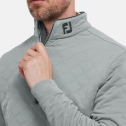 FootJoy Diamond Jacquard Chill-Out 1/4 Zip Golf Pullover -Golf Apparel Store FootJoy SS22 Diamond Jacquard Chill Out 1 4 Zip Golf Sweater Grey Charcoal 88453 model 2