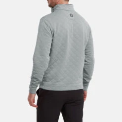 FootJoy Diamond Jacquard Chill-Out 1/4 Zip Golf Pullover -Golf Apparel Store FootJoy SS22 Diamond Jacquard Chill Out 1 4 Zip Golf Sweater Grey Charcoal 88453 model 3
