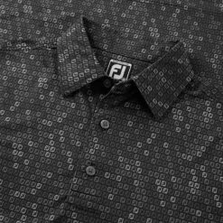 FootJoy Digital Camo FJ Print Lisle Golf Polo Shirt -Golf Apparel Store FootJoy SS22 Digital Camo FJ Print Lisle Golf Polo Shirt Black 88437 detail