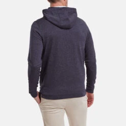 FootJoy Lightweight Golf Hoodie 13 FootJoy Lightweight Golf Hoodie -Golf Apparel Store FootJoy SS22 Lightweight Golf Hoodie Heather Navy 88448 model 3