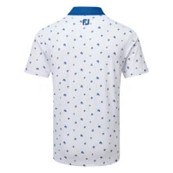 FootJoy Scattered Floral Pique Golf Polo Shirt 7 FootJoy Scattered Floral Pique Golf Polo Shirt -Golf Apparel Store FootJoy SS23 Scattered Floral Pique Polo Shirt 80043 SHFOO236 S White Twilight Back