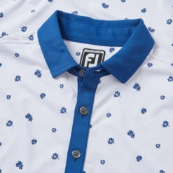 FootJoy Scattered Floral Pique Golf Polo Shirt 6 FootJoy Scattered Floral Pique Golf Polo Shirt -Golf Apparel Store FootJoy SS23 Scattered Floral Pique Polo Shirt 80043 SHFOO236 S White Twilight Detail