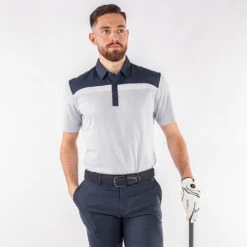 Galvin Green Mapping Golf Polo Shirt -Golf Apparel Store Galvin Green AW22 Mapping Polo Shirt G136403 SHGAL574 M Cool Grey Navy White Model 1