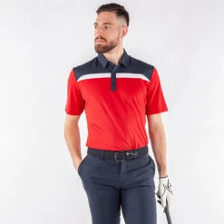 Galvin Green Mapping Golf Polo Shirt 11 Galvin Green Mapping Golf Polo Shirt -Golf Apparel Store Galvin Green AW22 Mapping Polo Shirt G136423 SHGAL575 M Red Navy White Model 1