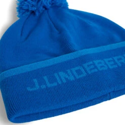 J.Lindeberg Stripe Golf Beanie -Golf Apparel Store J Lindeberg Stripe Beanie Nautical Blue Directoire Blue 2