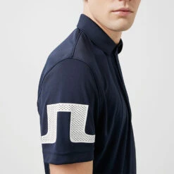 J.Lindeberg Heath Golf Polo Shirt -Golf Apparel Store J.Lindeberg SS22 Heath Regular Fit Polo GMJT06335 6855 Code SHLIN061 M JL Navy Model 2