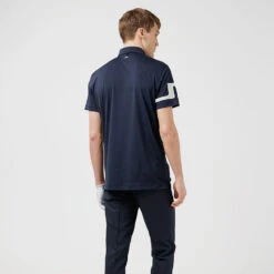 J.Lindeberg Heath Golf Polo Shirt -Golf Apparel Store J.Lindeberg SS22 Heath Regular Fit Polo GMJT06335 6855 Code SHLIN061 M JL Navy Model 3
