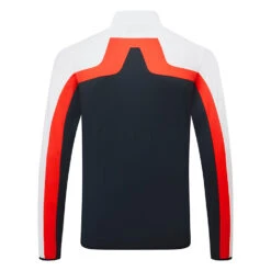 J.Lindeberg Jarvis Full Zip Golf Jacket -Golf Apparel Store J.Lindeberg SS23 Jarvis Mid Layer AMJS07968 6855 SWLIN100 JL NavyWhiteFieryRed Back