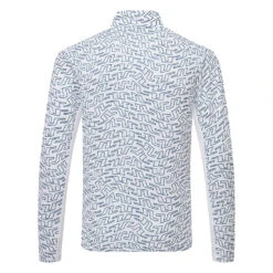 J.Lindeberg Luke Print 1/2 Zip Golf Sweater -Golf Apparel Store J.Lindeberg SS23 Luke Print Half Zip Mid Layer AMJS08260 A035 SWLIN107 White Outline Bridge Swirl Back
