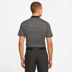 Nike Dry Victory Stripe Golf Polo Shirt -Golf Apparel Store Nike SS22 Dry Victory Stripe Golf Polo Shirt DH0829 010 M Black White model 3