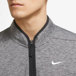 Nike Dry Victory Heather 1/2 Zip Golf Sweater -Golf Apparel Store Nike SS22 Victory Heather 1 2 Zip Golf Sweater Black Black White DH1261 010 SWNIK247 M Model 2