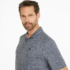 Puma AP Cloudspun King Golf Polo Shirt -Golf Apparel Store Puma SS22 AP King Cloudspun Polo Shirt 535505 01 Code SHPUM631 L Navy Blazer Heathe Model 2