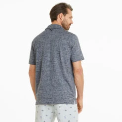 Puma AP Cloudspun King Golf Polo Shirt -Golf Apparel Store Puma SS22 AP King Cloudspun Polo Shirt 535505 01 Code SHPUM631 L Navy Blazer Heathe Model 3