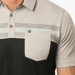TravisMathew Salad Days Golf Polo Shirt -Golf Apparel Store Travis Mathew SS21 Salad Days Golf Polo Shirt 1MW110 SHTRA056 S Heather Light Grey Model 2