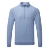 TravisMathew Zachary 1/2 Zip Golf Sweater 1 TravisMathew Zachary 1/2 Zip Golf Sweater -Golf Apparel Store Travis Mathew SS22 Zachary Sweater 1MQ470 4HLB Code SWTRA017 M Heather Light Blue Front
