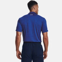 Under Armour Playoff 2.0 Hollen Stripe Golf Polo Shirt -Golf Apparel Store Under Armour AW22 Playoff 2.0 Hollen Stripe Polo Shirt 1327037 489 SHUND298 Bauhaus Blue Versa Blue Oxford Blue Model 3