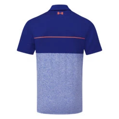 Under Armour Playoff 2.0 Low Round Golf Polo Shirt -Golf Apparel Store Under Armour AW22 Playoff 2.0 Polo Shirt 1327037 491 SHUND296 Bauhaus Blue Oxford Blue Bolt Red Back