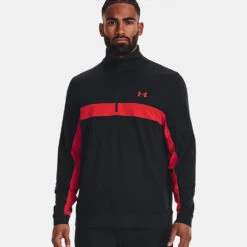 Under Armour Storm 1/2 Zip Golf Sweater -Golf Apparel Store Under Armour AW22 Storm Midlayer 1 2 Zip Sweater 1370119 003 SWUND177 S Black Radio Red Radio Red Model 1