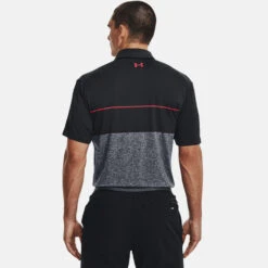 Under Armour Playoff 2.0 Low Round Golf Polo Shirt -Golf Apparel Store Under Armour Playoff 2 0 Low Round Golf Polo Shirt SHUND295 Black Steel Bolt Red Model 3