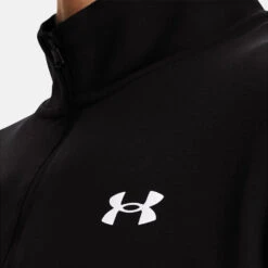 Under Armour Storm 1/2 Zip Golf Sweater -Golf Apparel Store Under Armour SS22 Storm 1 2 Zip Golf Sweater Black Jet Gray White 1370119 001 Model 2