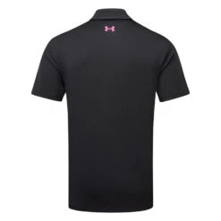 Under Armour Playoff 3.0 Low Round Stripe Golf Polo Shirt -Golf Apparel Store Under Armour SS23 Playoff 3.0 Low Round Stripe Polo Shirt 1378676 003 SHUND322 L BlackJet GreyRebel Pink Back