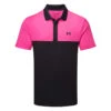 Under Armour Performance 3.0 Colour Block Golf Polo Shirt -Golf Apparel Store Under Armour SS23 Performance 3.0 Colour Block Polo Shirt 1377375 001 SHUND312 S Black Rebel Pink Black Front