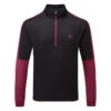 Adidas Colour Block 1/4 Zip Golf Sweater -Golf Apparel Store adidas SS22 Colour Block 1 4 Zip Golf Sweater HE5451 Black Legacy Burgundy Front